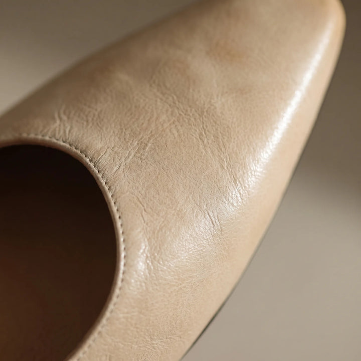 Women's Leather Mules - Pointed Toe with Mary Jane Strap