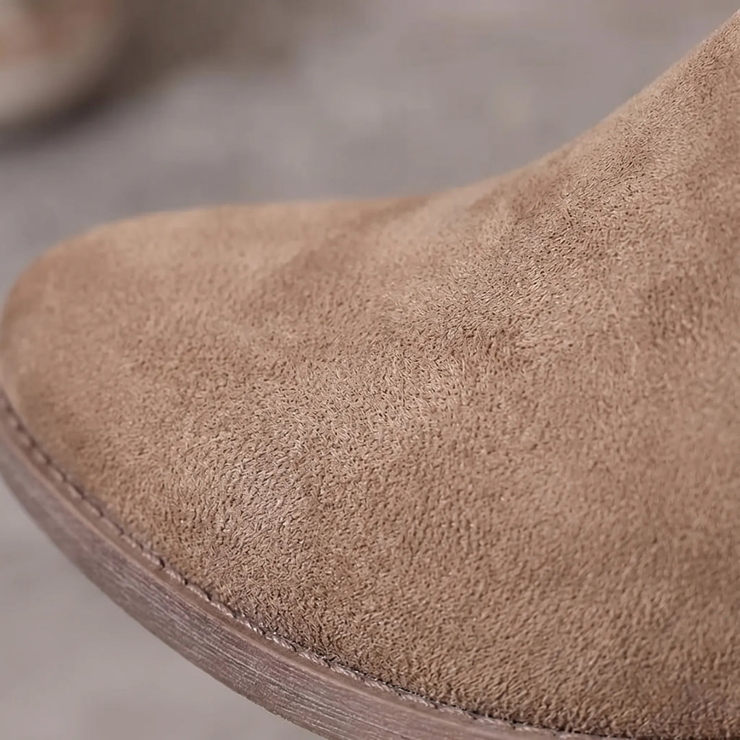 Women's Cutout Ankle Boots - Low Heel with Side Zip for Summer