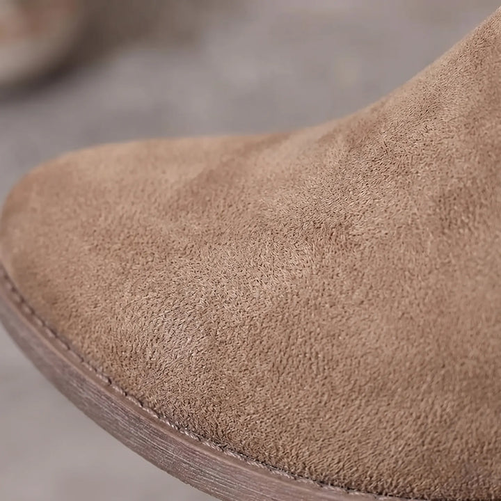 Women's Cutout Ankle Boots - Low Heel with Side Zip for Summer