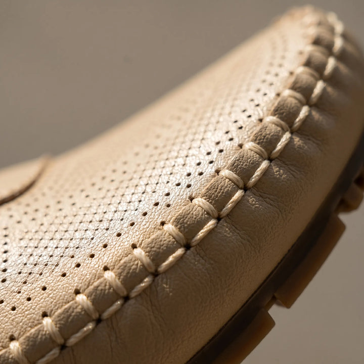 Women's Slip On Flat Shoes - Casual Moccasin with Cutout Detail
