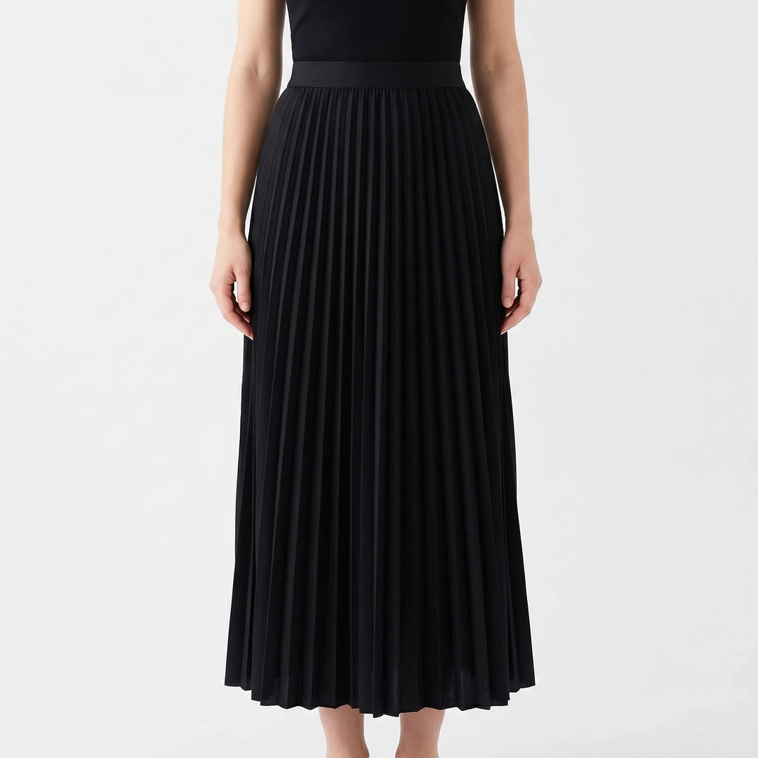 Women's Pleated Maxi Skirt - Flowing with Elastic Waist