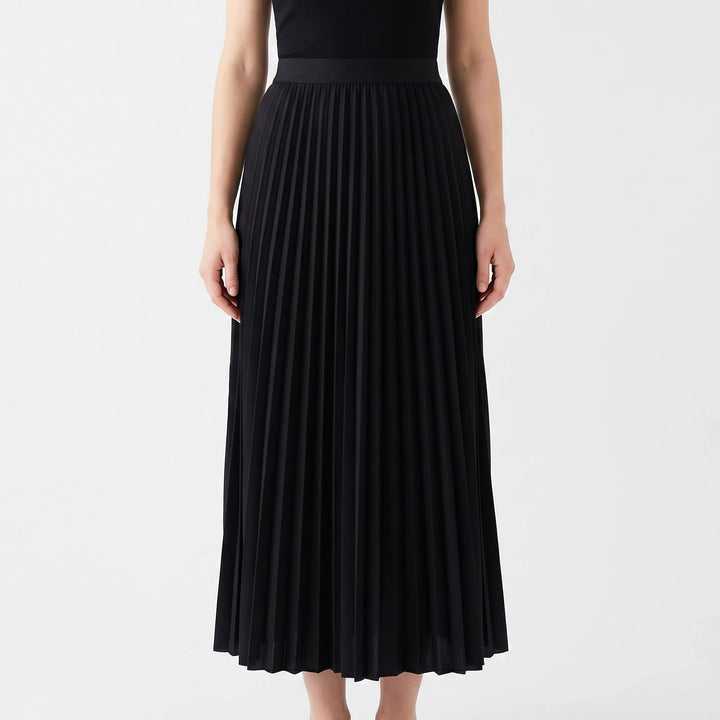 Women's Pleated Maxi Skirt - Flowing with Elastic Waist
