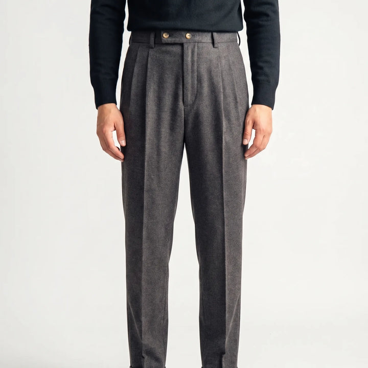 Men's High Waist Pleated Pants - Tailored Straight Leg Trousers
