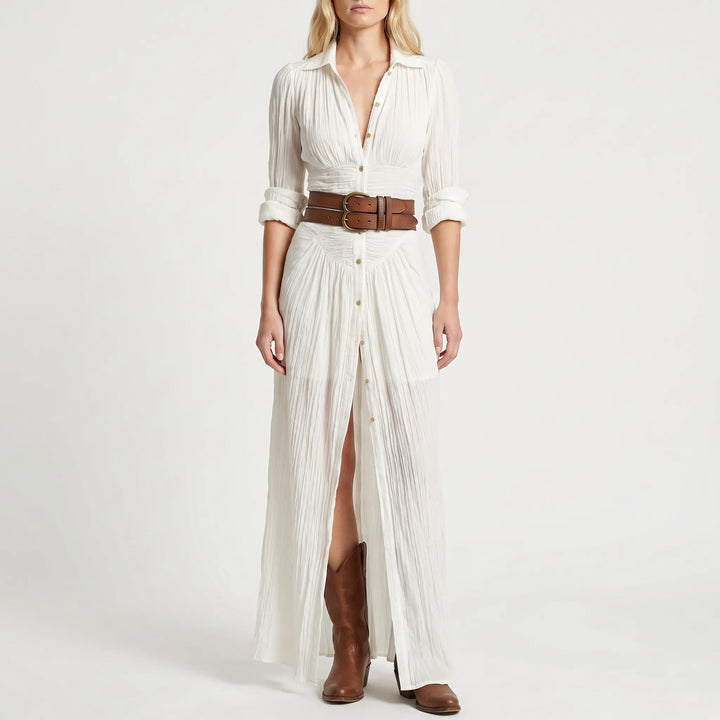 Women's Maxi Shirt Dress - Button Down Boho for Summer