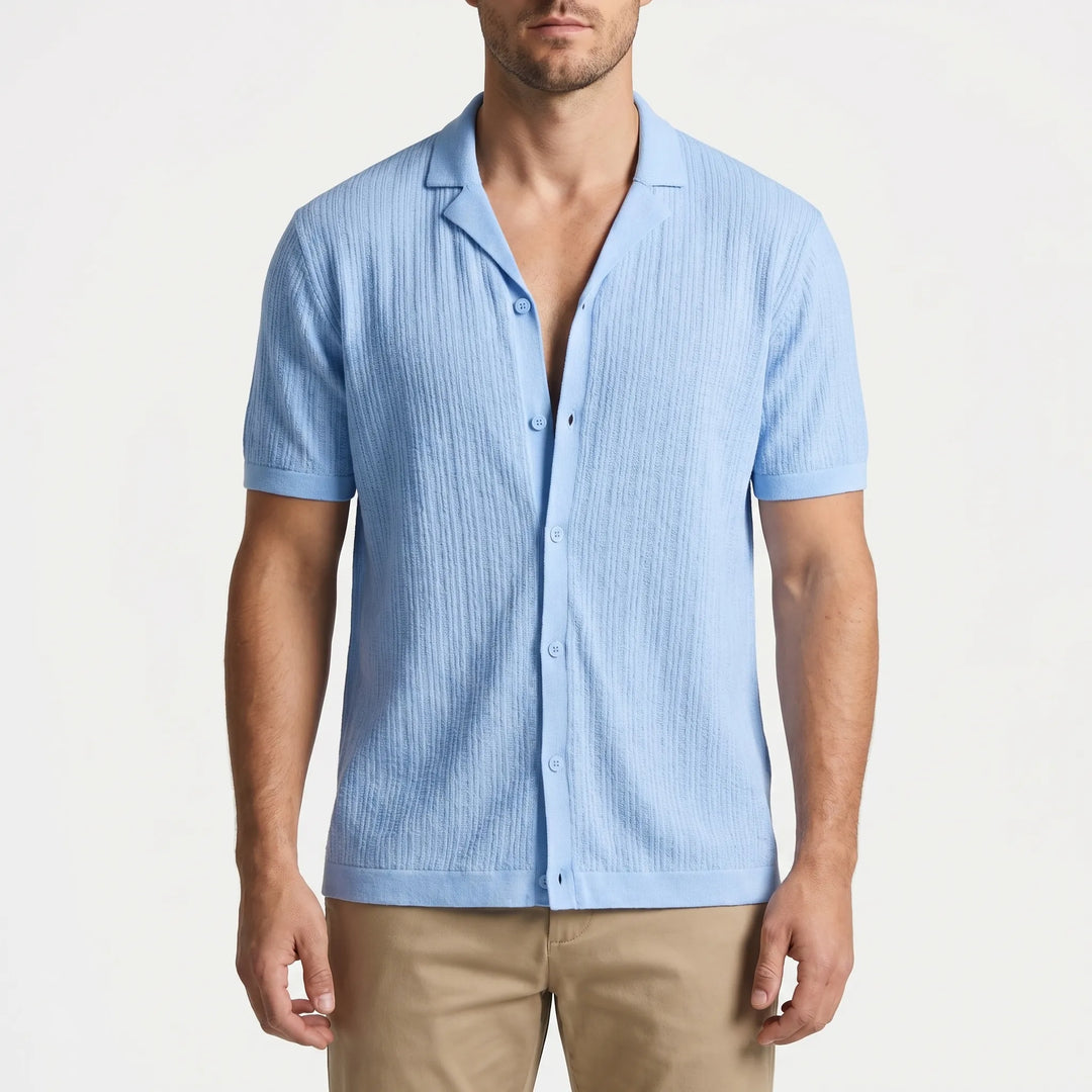 Men's Short Sleeve Button Down Shirt - Summer Casual Cuban Collar