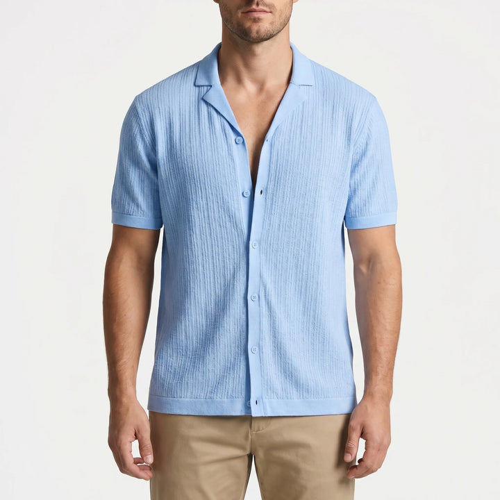 Men's Short Sleeve Button Down Shirt - Summer Casual Cuban Collar