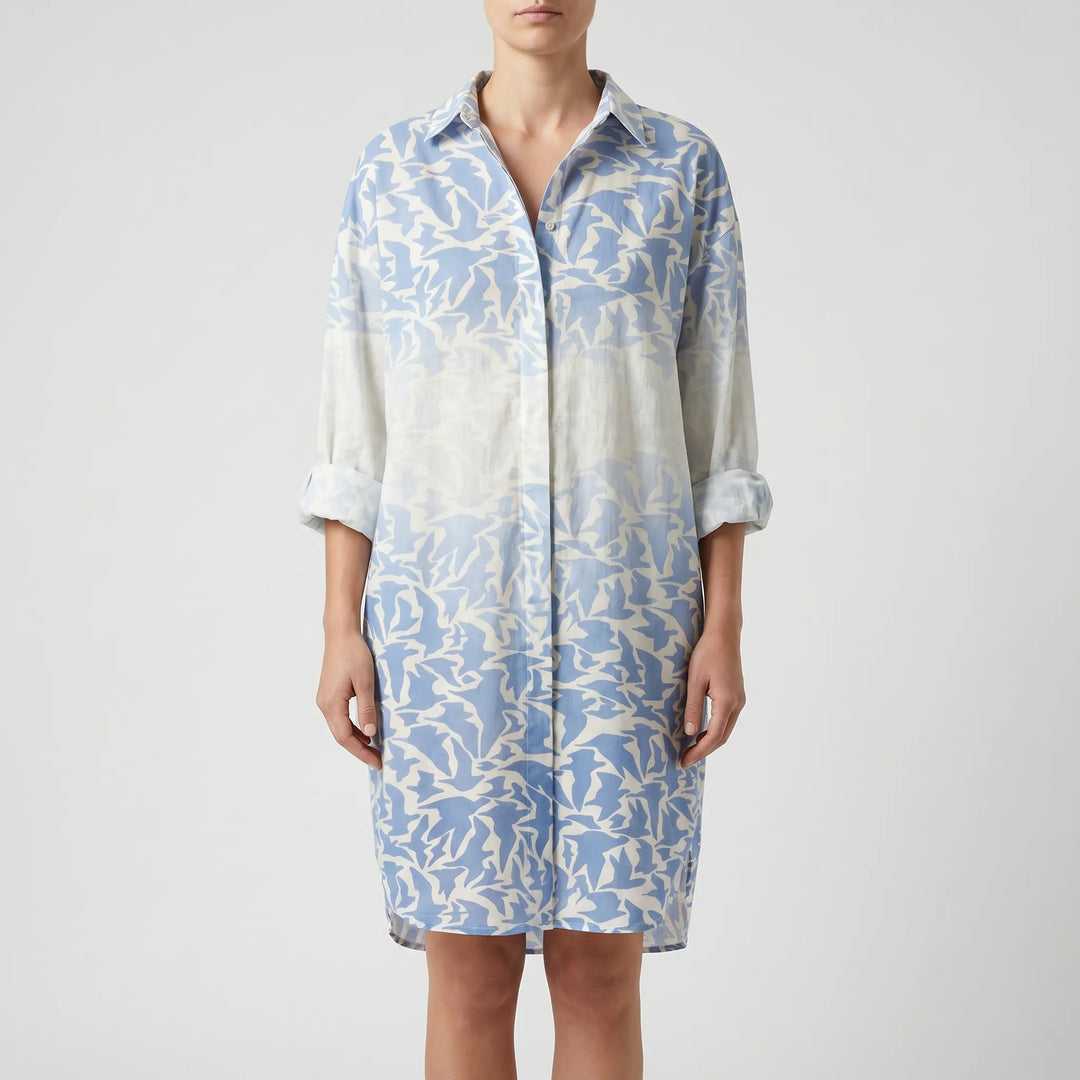 Women's Printed Shirt Dress - Casual Summer Button Down