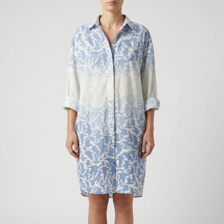 Women's Printed Shirt Dress - Casual Summer Button Down