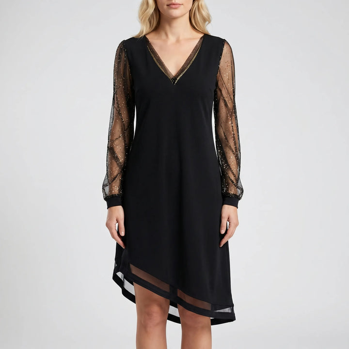 Women's Sequin V Neck Mini Dress - Shimmer Evening Night Out