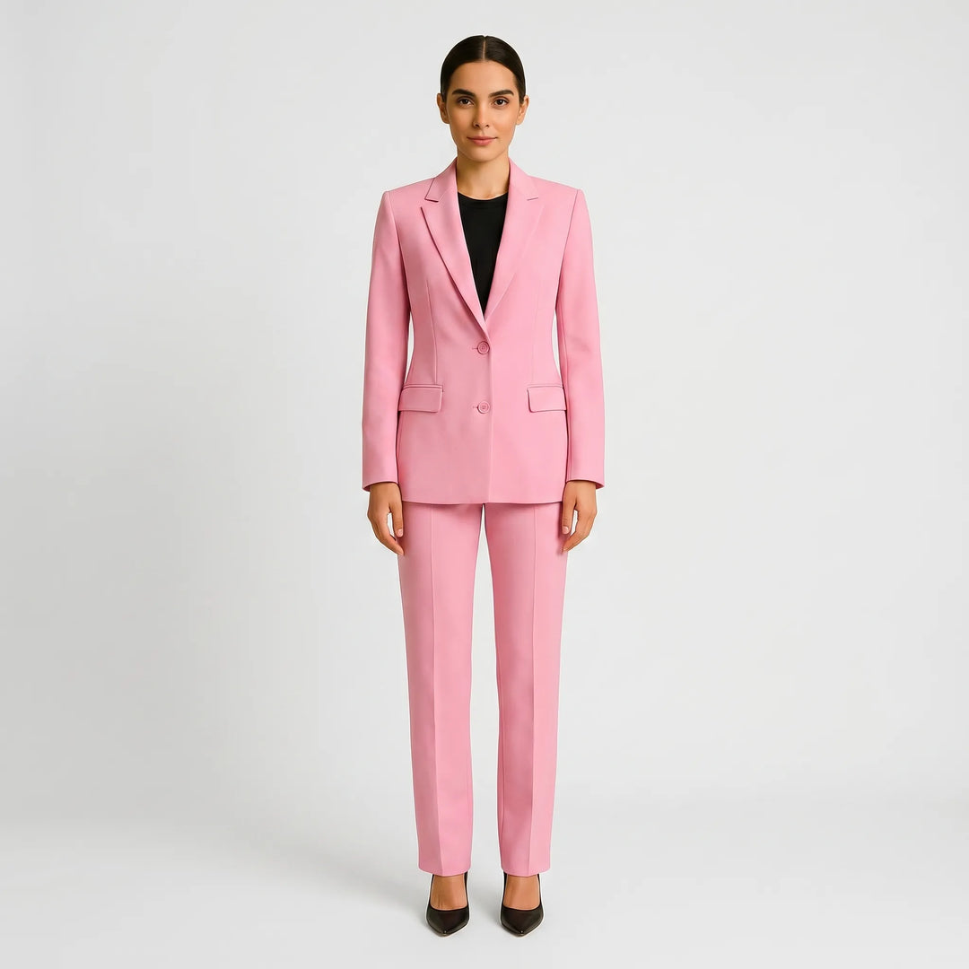 Women's 2 Piece Suit Set - Tailored Blazer and Pleated Pants
