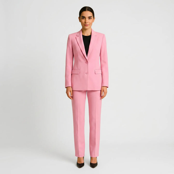 Women's 2 Piece Suit Set - Tailored Blazer and Pleated Pants