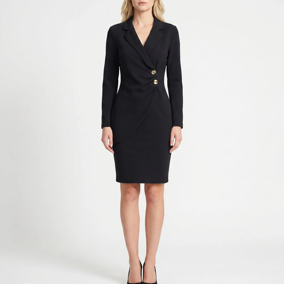 Women's Long Sleeve Blazer Dress - Wrap Style for Work