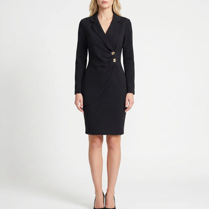 Women's Long Sleeve Blazer Dress - Wrap Style for Work