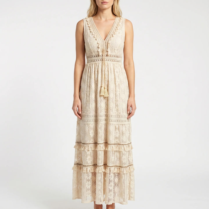 Women's Boho Maxi Dress - V Neck Summer Sundress