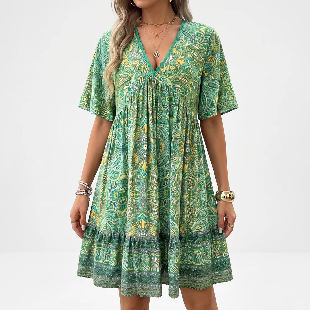 Women's Boho Mini Dress - Paisley Summer Sundress