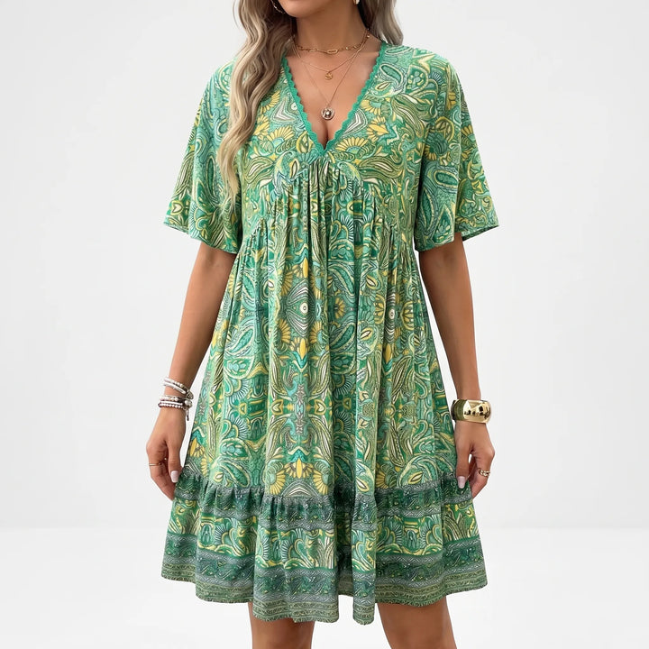 Women's Boho Mini Dress - Paisley Summer Sundress