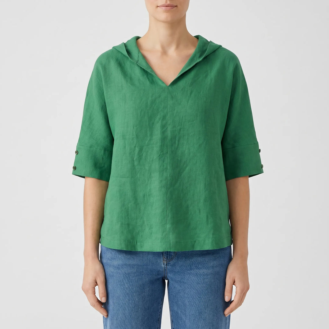 Women's V Neck Casual Top - Relaxed Fit with Half Sleeve