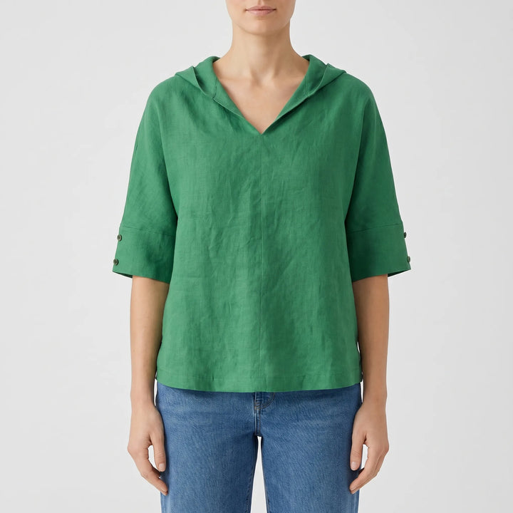Women's V Neck Casual Top - Relaxed Fit with Half Sleeve