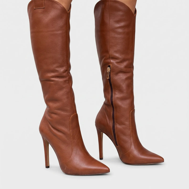 Women's Elegant Knee High Boots - Pointed Toe with Stiletto Heel