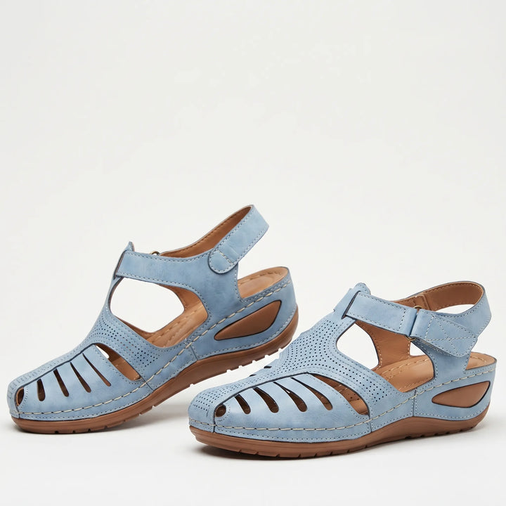 Women's Closed Toe Walking Sandals - Cutout Design for Summer