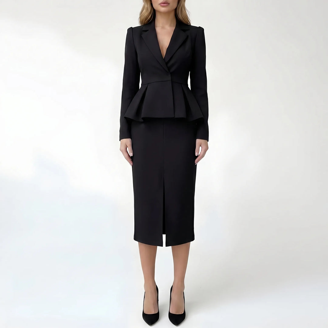 Women's Blazer and Skirt Set - Peplum 2 Piece Outfit for Work