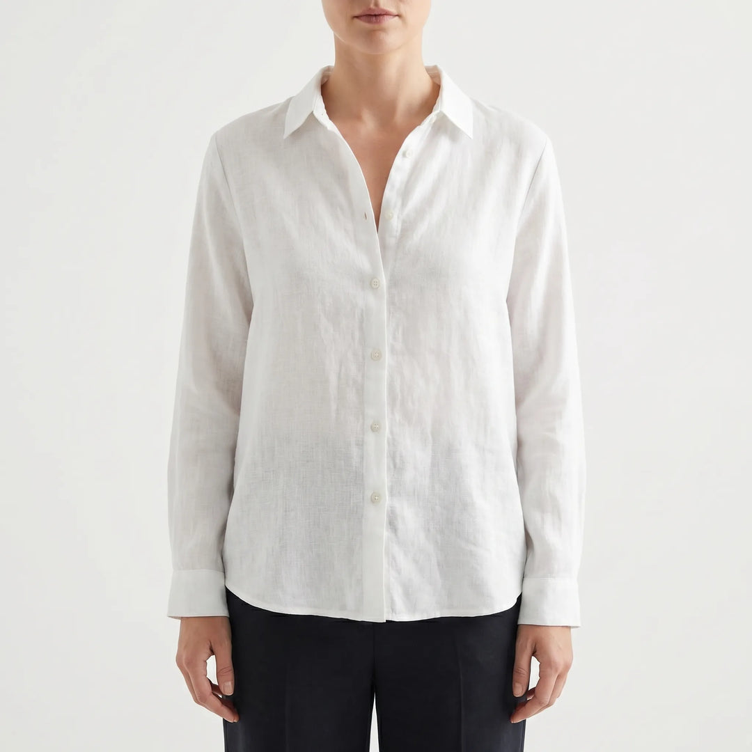 Women's Summer Button Down Blouse - Casual Relaxed Long Sleeve Top