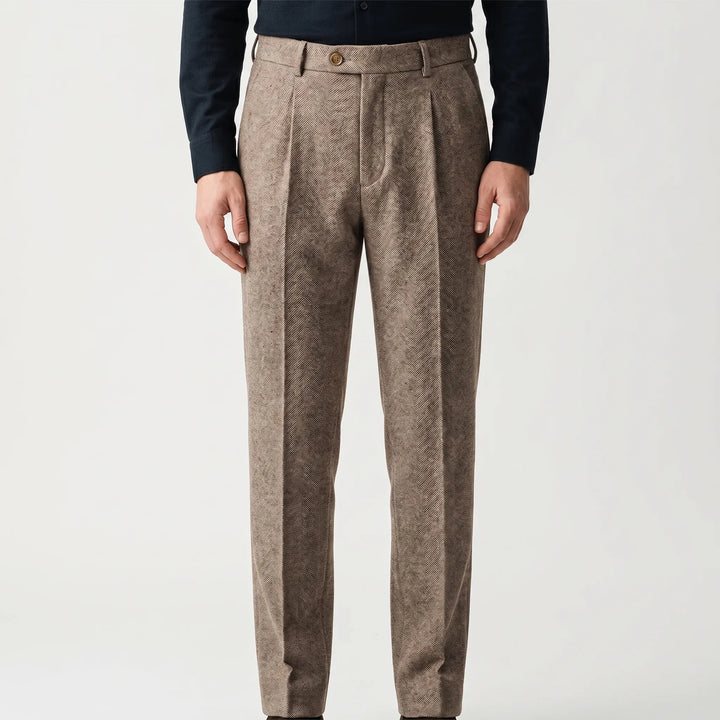 Men's High Waist Pleated Trousers - Slim Tapered Pants