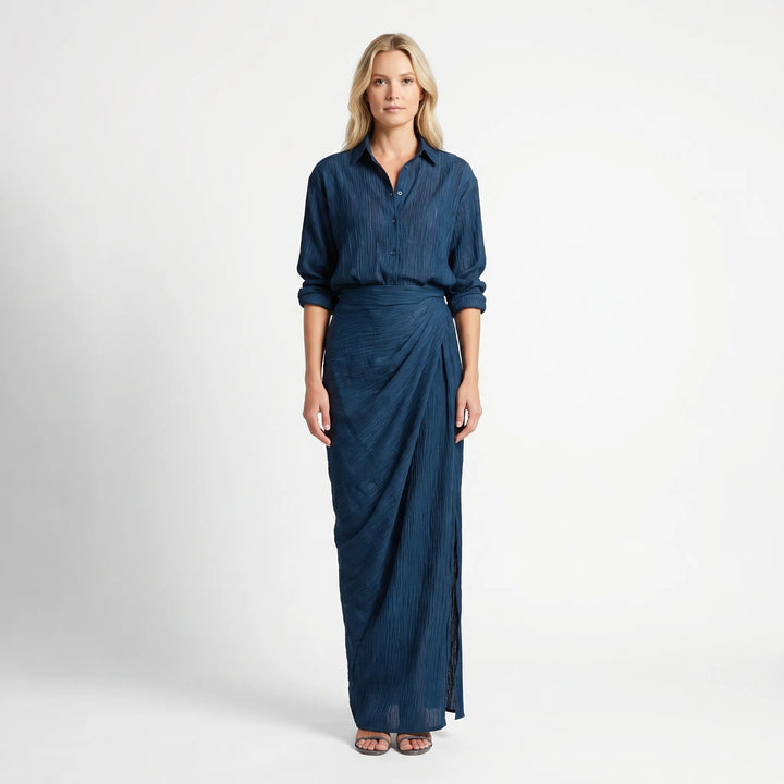 Women's Shirt and Maxi Skirt Set - 2 Piece Outfit for Summer
