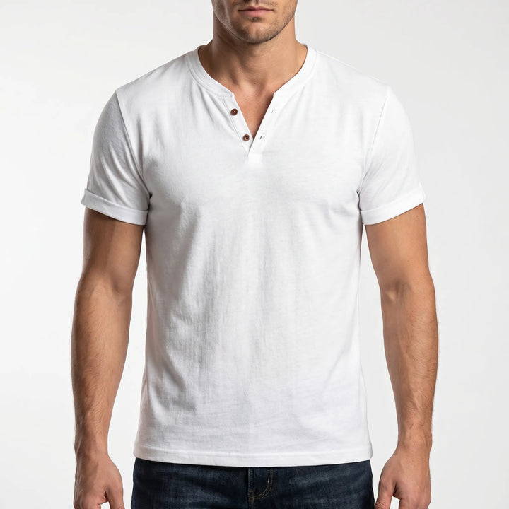 Men's Short Sleeve Henley T Shirt - Casual Summer V Neck Top