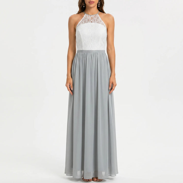 Women's Halter Maxi Dress - Open Back for Wedding Guest