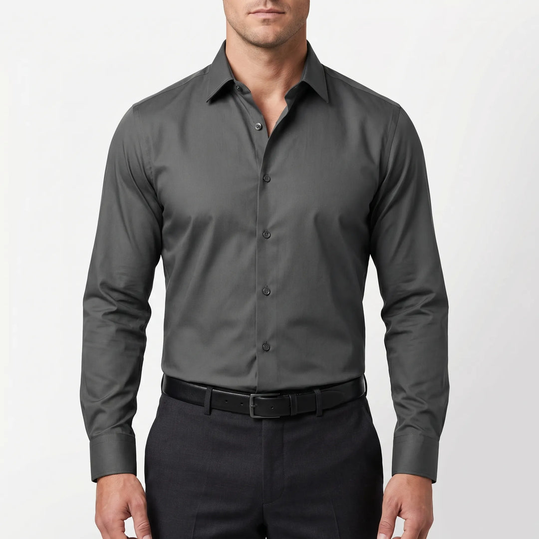 Men's Slim Fit Button Up Shirt - Smart Long Sleeve for Work