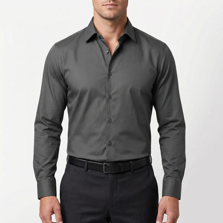 Men's Slim Fit Button Up Shirt - Smart Long Sleeve for Work