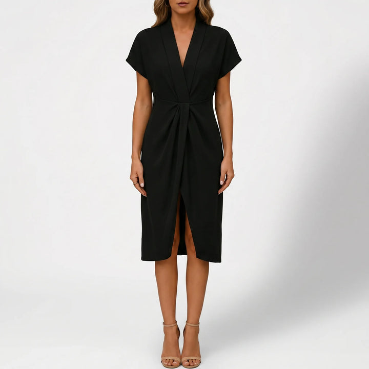 Women's Wrap Midi Dress - V Neck for Summer Cocktail