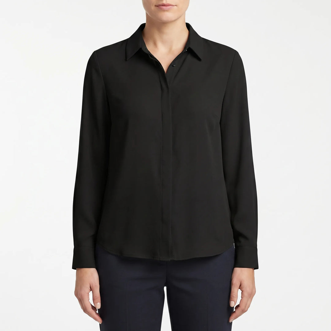Women's Button Up Blouse - Collared with Long Sleeve for Work