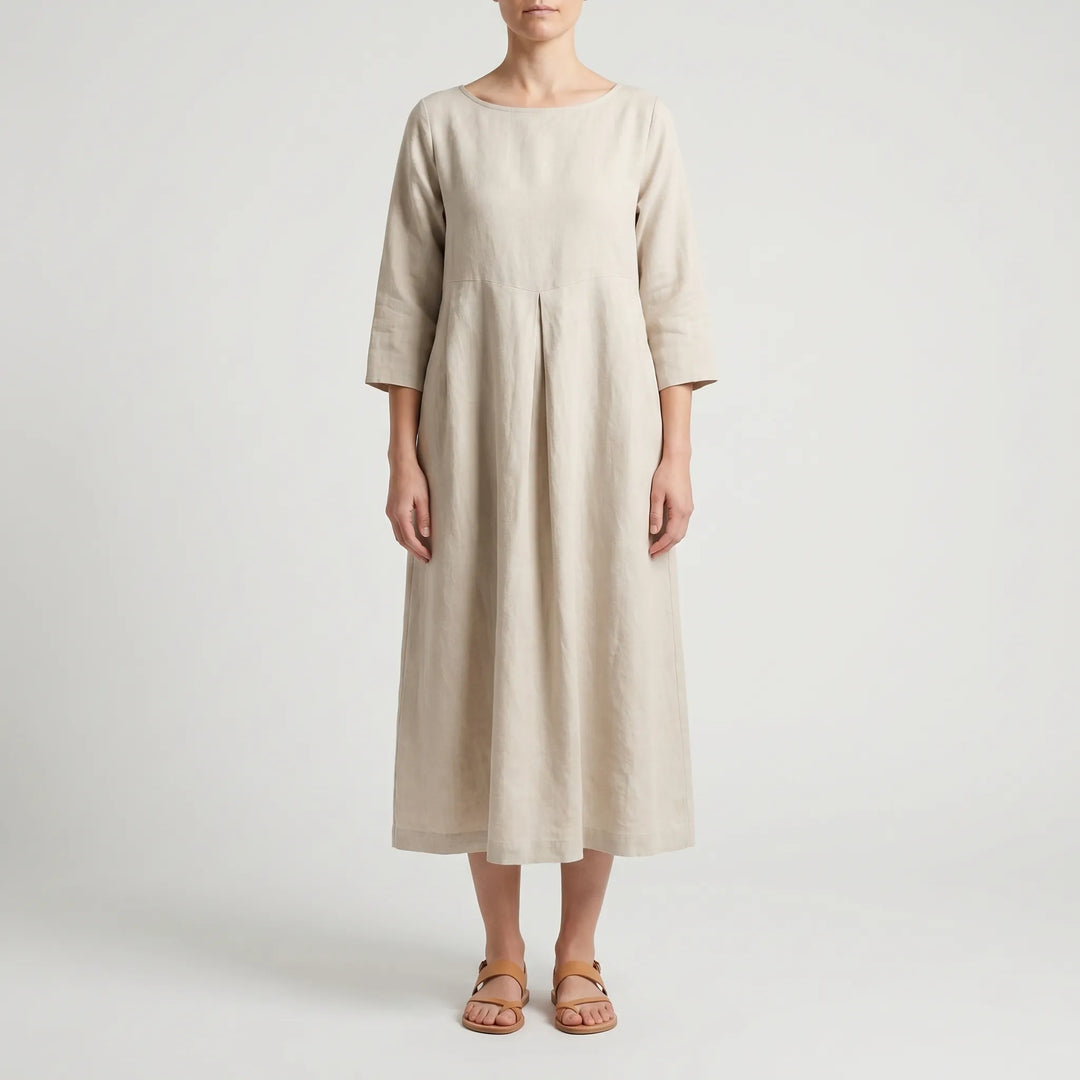 Women's Loose Fit Midi Dress - Swing Dress with Pockets