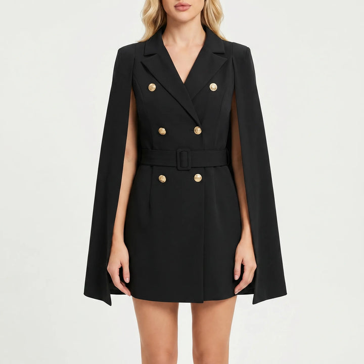 Women's Mini Blazer Dress - Cape Sleeve Cocktail Party Dress