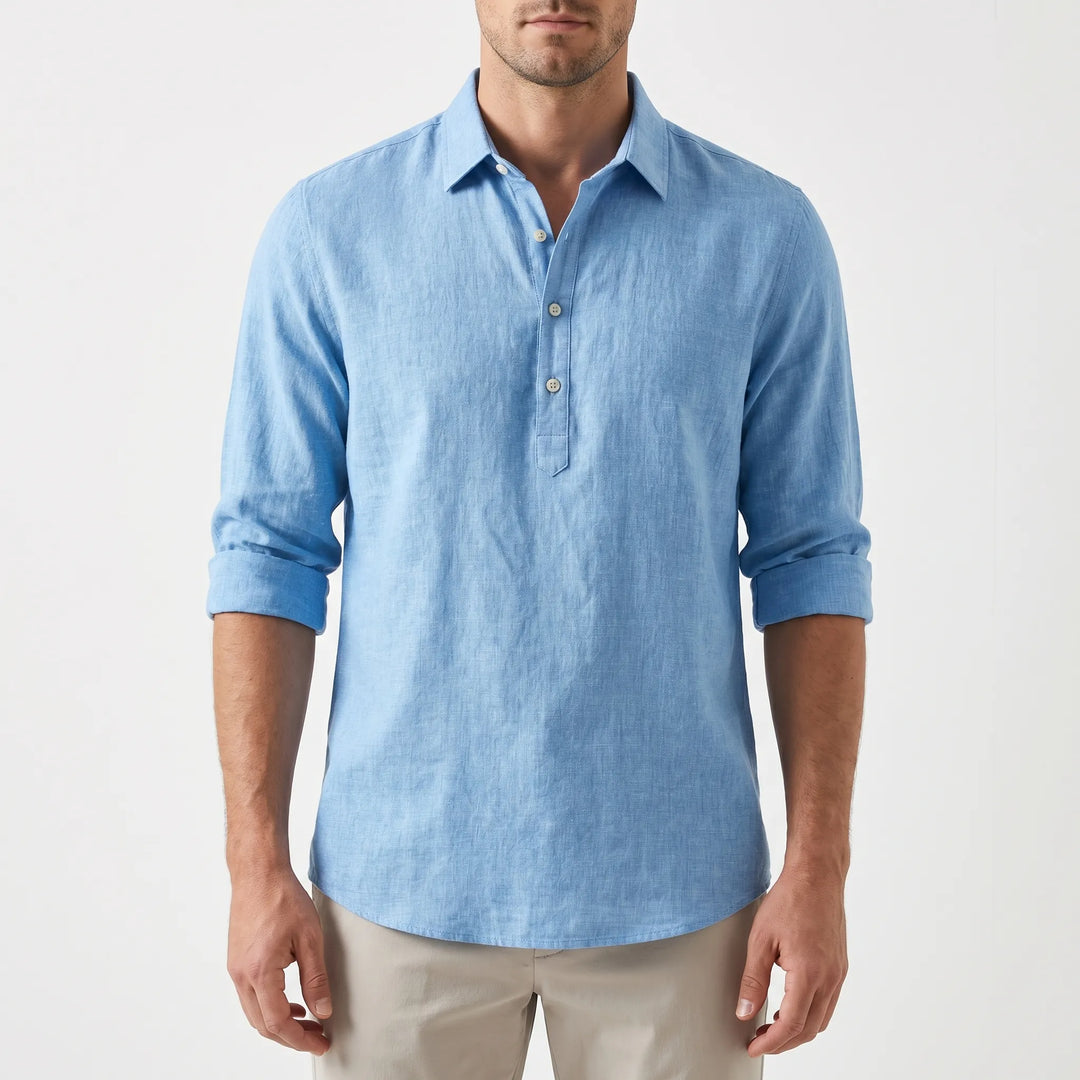 Men's Long Sleeve Polo Shirt - Summer Casual Popover