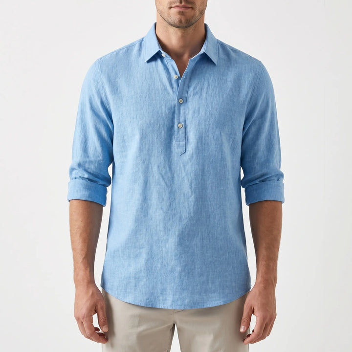 Men's Long Sleeve Polo Shirt - Summer Casual Popover