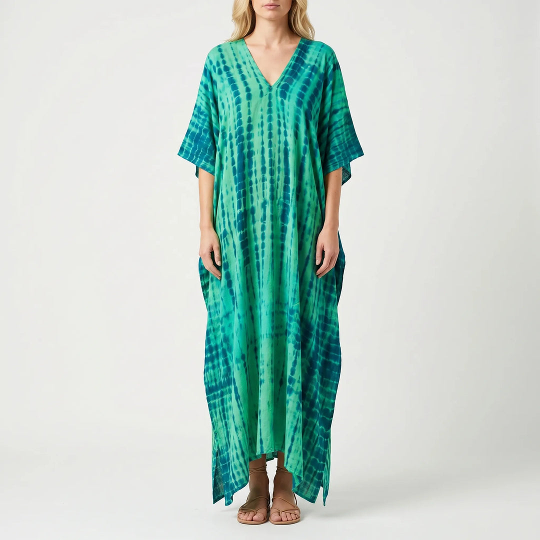 Women's Summer Caftan Maxi Dress - Loose V Neck Casual Boho