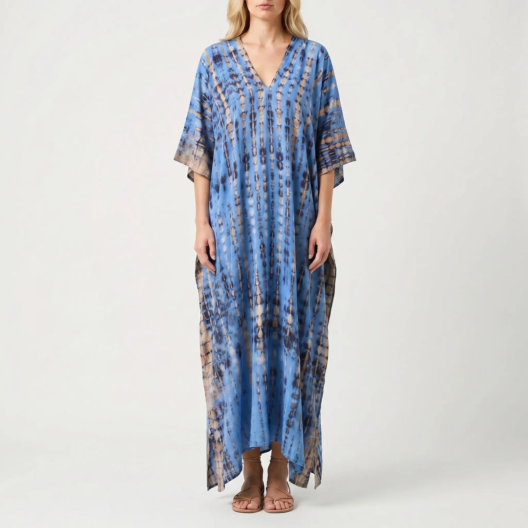 Women's Summer Caftan Maxi Dress - Loose V Neck Casual Boho