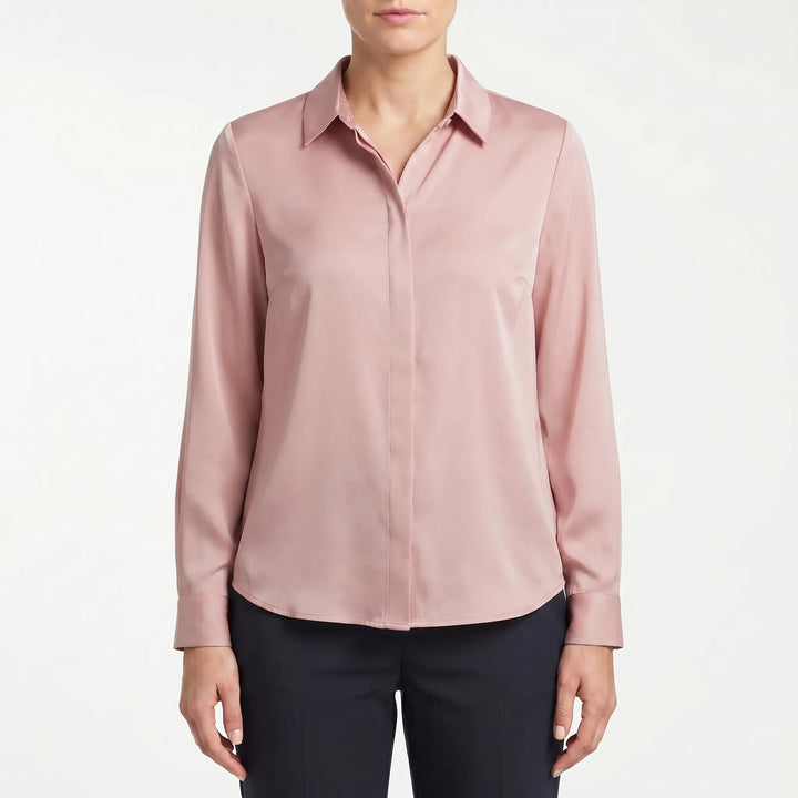 Women's Button Up Blouse - Collared with Long Sleeve for Work