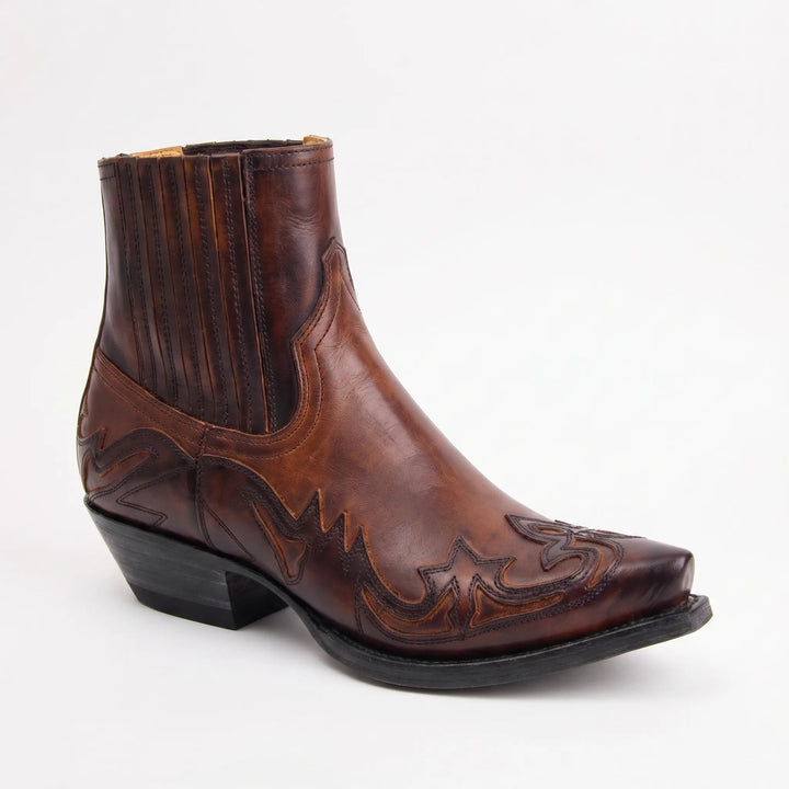 Men's Western Cowboy Boots - Pointed Toe with Stacked Heel