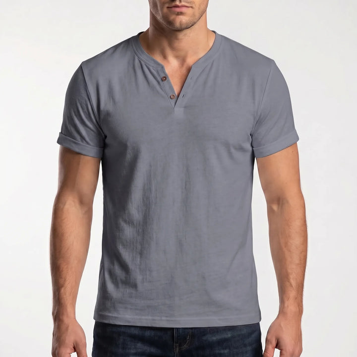 Men's Short Sleeve Henley T Shirt - Casual Summer V Neck Top