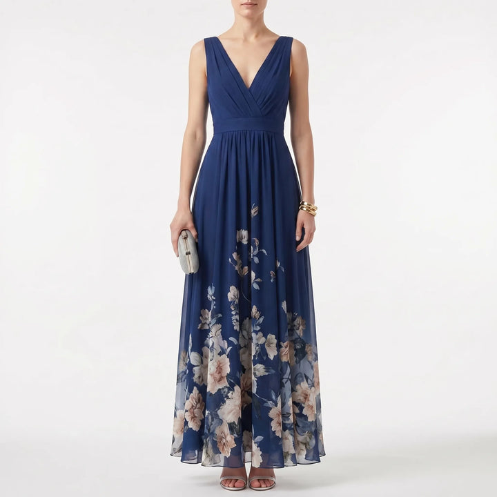 Women's Floral Maxi Dress - V Neck for Summer Wedding