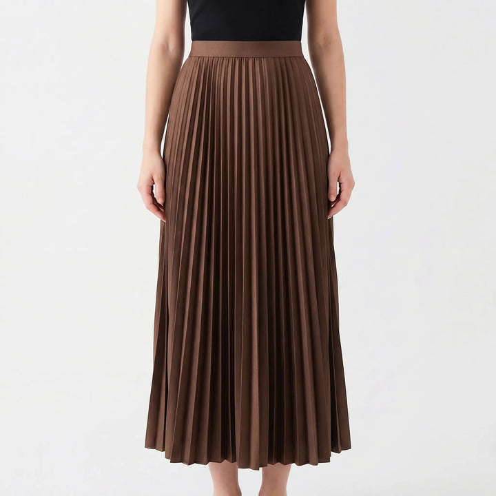 Women's Pleated Maxi Skirt - Flowing with Elastic Waist