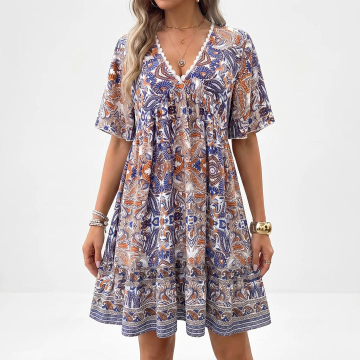 Women's Boho Mini Dress - Paisley Summer Sundress