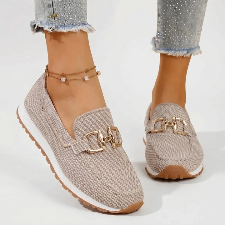 Women's Casual Slip On Loafers - Platform with Chain Detail