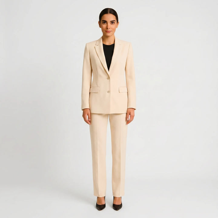 Women's 2 Piece Suit Set - Tailored Blazer and Pleated Pants