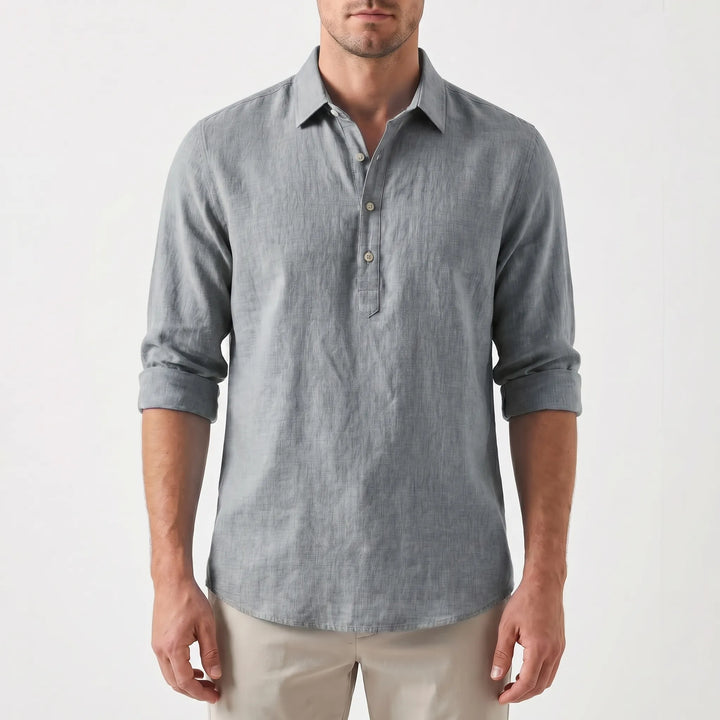 Men's Long Sleeve Polo Shirt - Summer Casual Popover