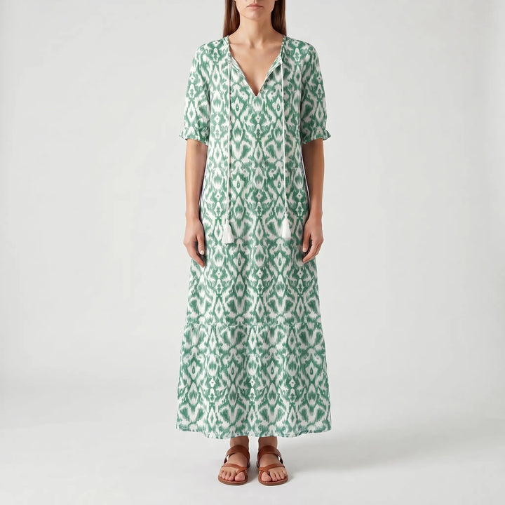 Women's Boho Maxi Dress - Casual Summer V Neck Sundress